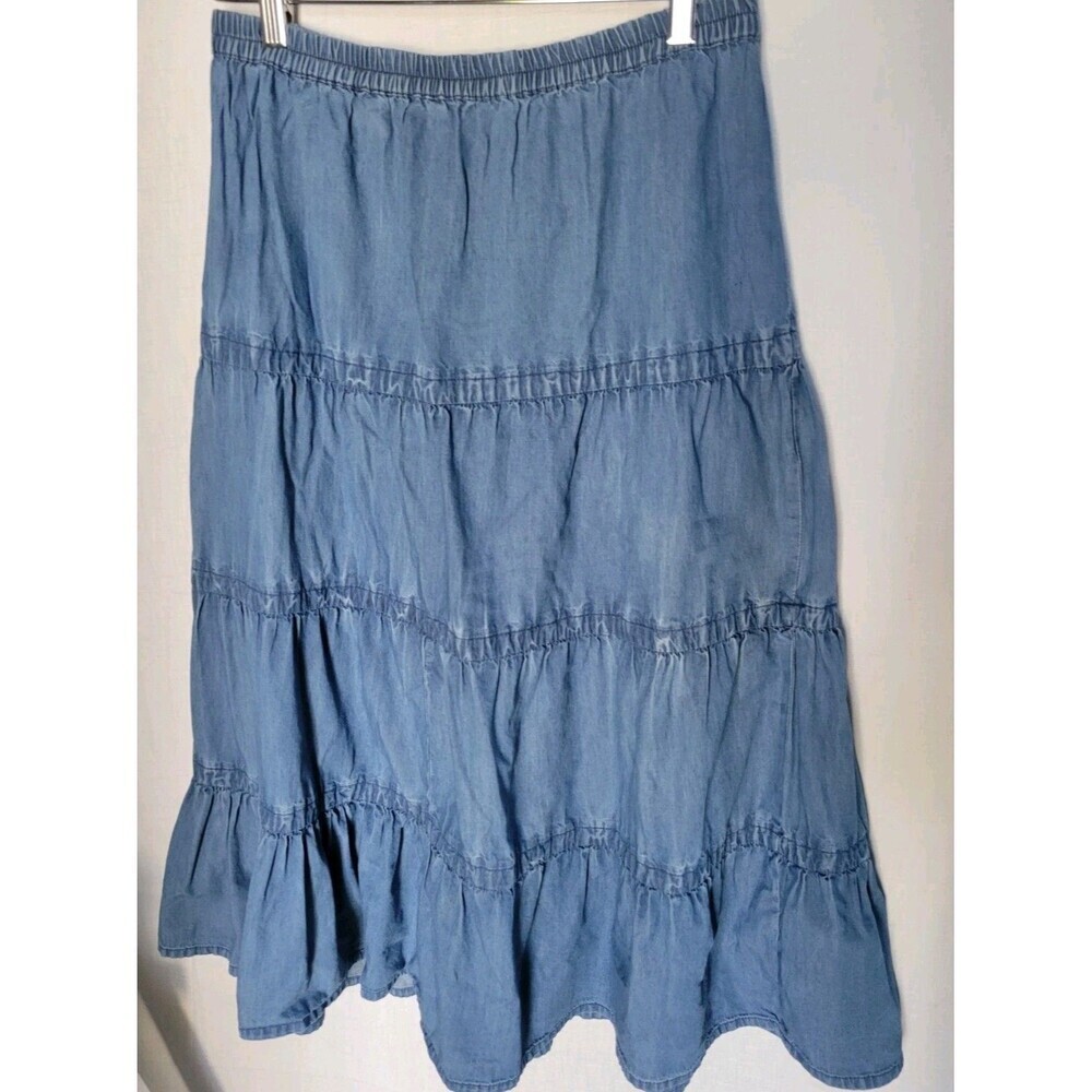 Vintage New Direction Skirt Women's Size M 100% Cotton Denim  Elastic Waist